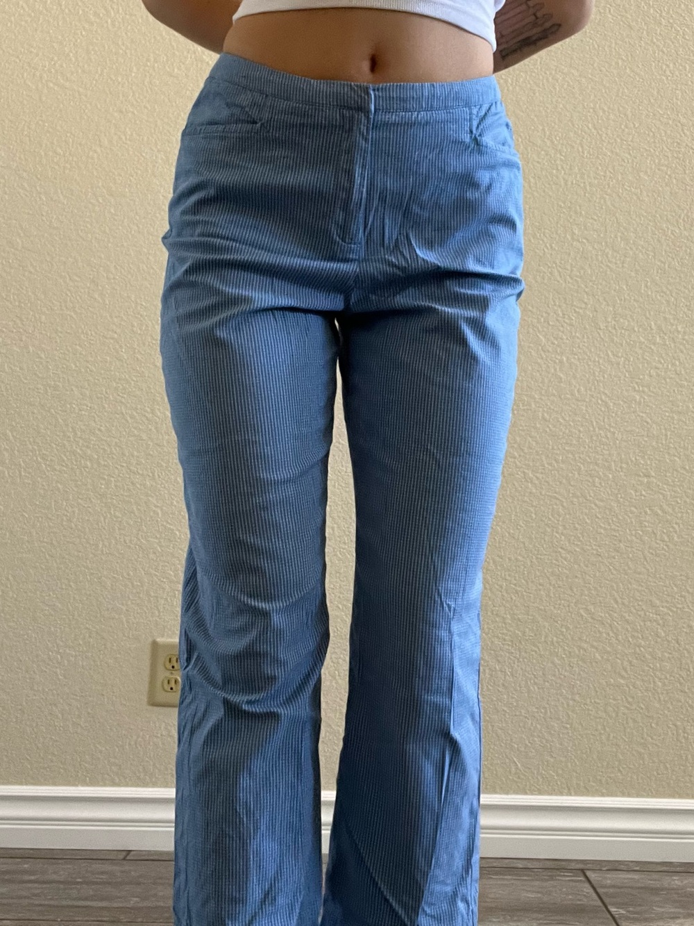 Vintage 90s y2k Ralph Lauren Light Blue plaid Straight Leg cropped Pants capris - Picture 2 of 4